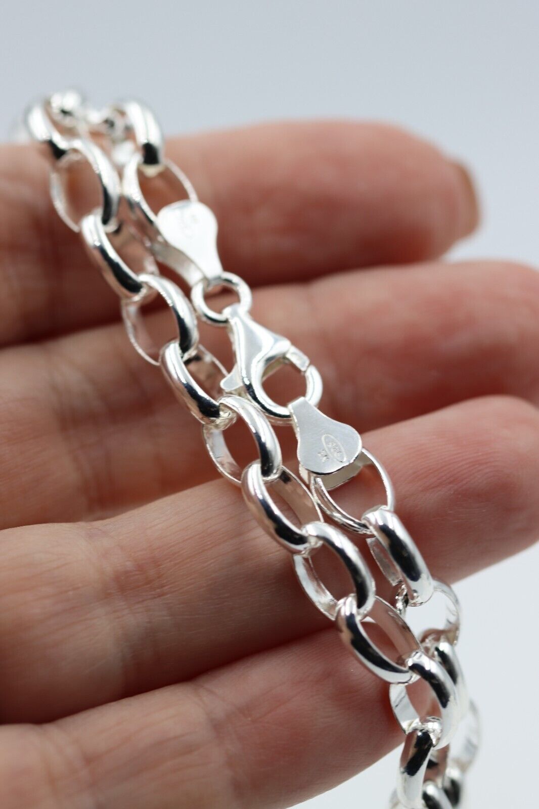 Genuine Sterling Silver 925 50cm Heavy Oval Belcher Link Chain Necklace