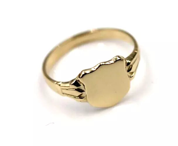 Size G, Kaedesigns New Childs Solid 9ct 9k Yellow, Rose or White Gold Shield Signet Ring