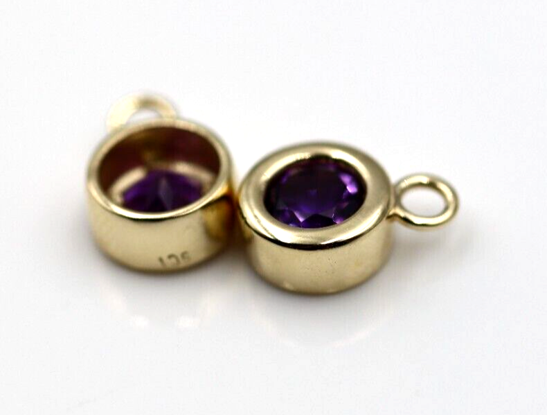 Kaedesigns New Genuine 1 Pair 9ct 9Kt 375 Genuine Yellow, Rose or White Gold Amethyst Charms