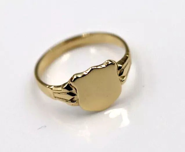 Size G, Kaedesigns New Childs Solid 9ct 9k Yellow, Rose or White Gold Shield Signet Ring