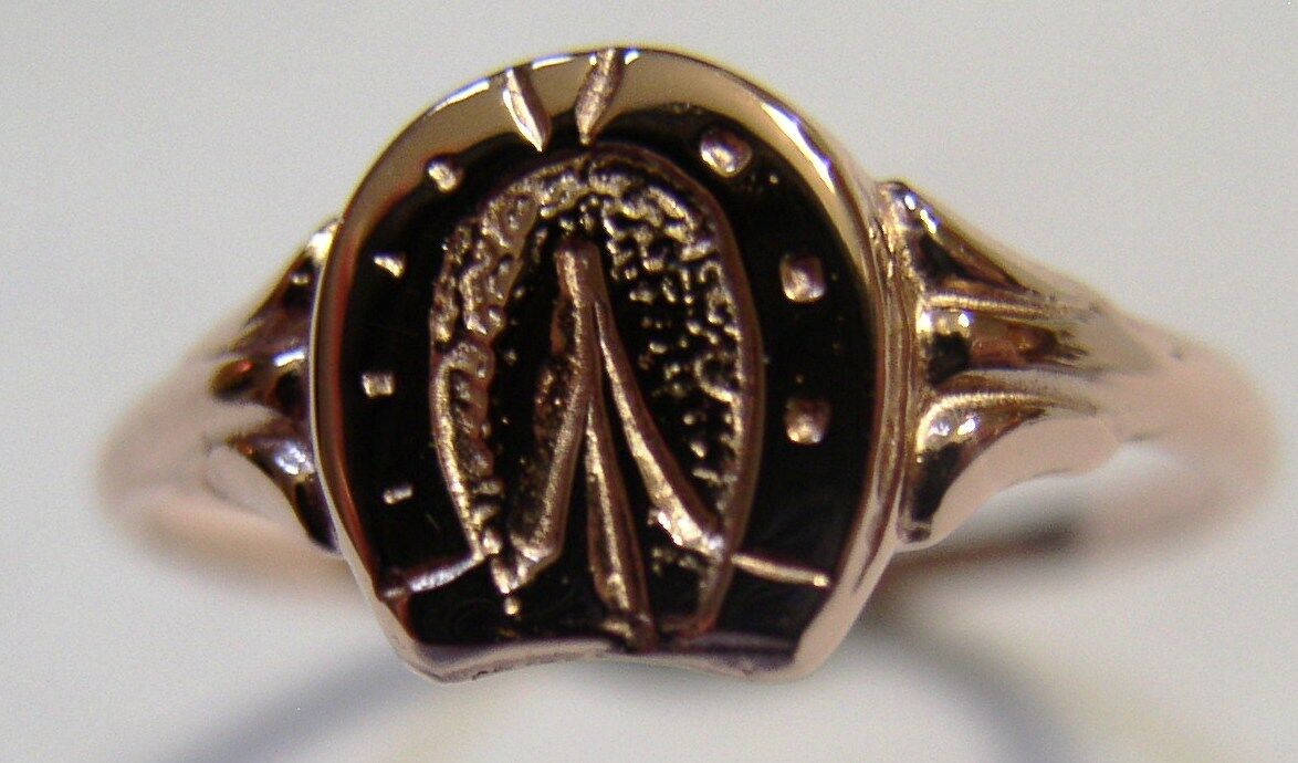 Genuine Solid 9ct 9kt Rose Gold 375 Childs Lucky Horseshoe Ring - Choose your size