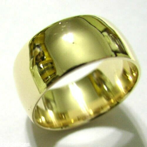 Kaedesigns Genuine SIze R 9ct 9k Yellow, Rose or White Gold Solid 10mm Wide Dome Ring Comfort