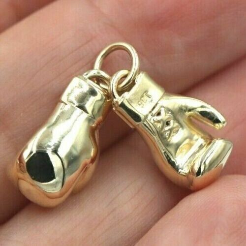 Genuine 9ct Yellow or Rose or White Gold or Silver Med-Large Boxing Glove Pendant