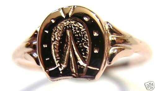 Genuine Solid 9ct 9kt Rose Gold 375 Childs Lucky Horseshoe Ring - Choose your size