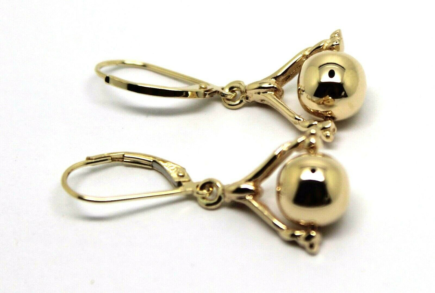 Genuine 9ct Solid Yellow, Rose or White Gold Plain Ball Spinner Earrings With Continental Hooks