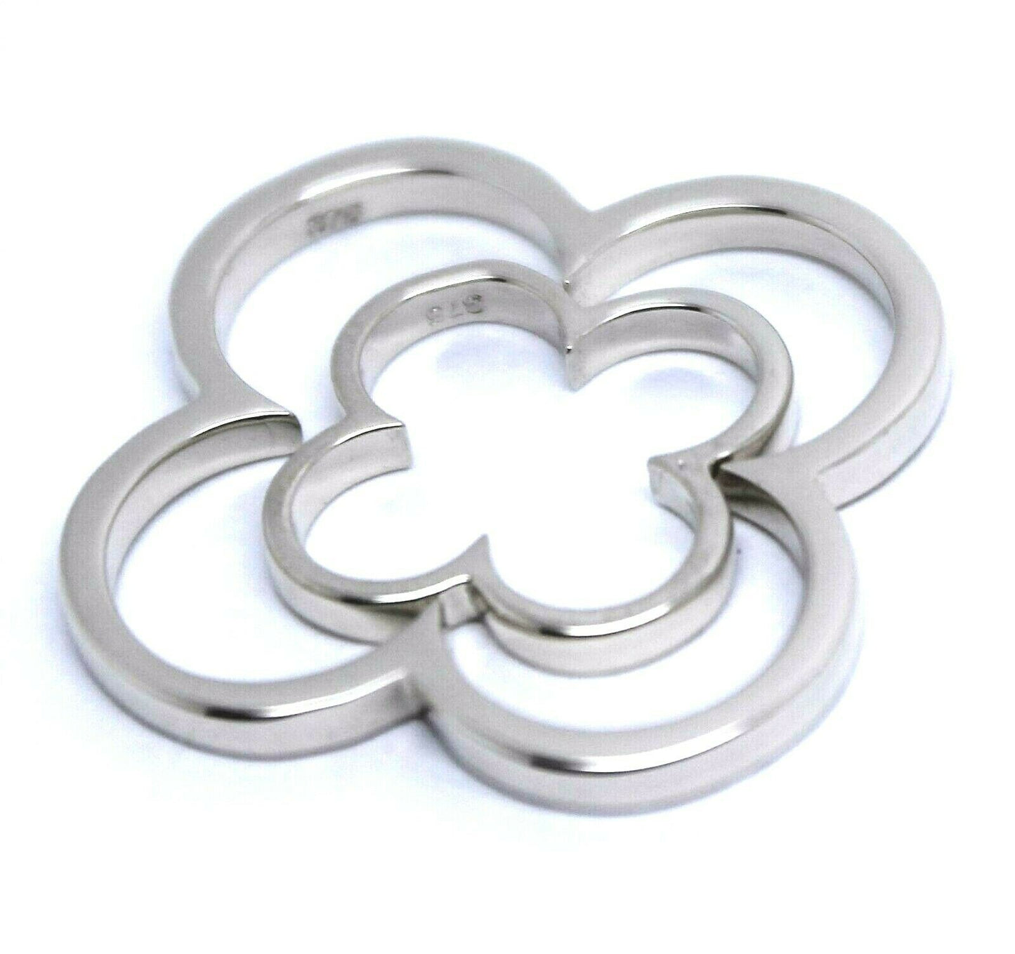 Genuine Solid 9ct 9kt Yellow, Rose or White Gold Small And Large Four Leaf Clover Pendant