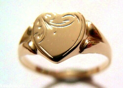 Kaedesigns New Size K Genuine Solid New 9ct 9k Yellow, Rose or White Gold Heart Signet Ring 265