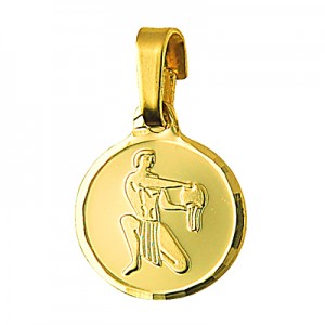 Genuine New 9ct 9k yellow gold zodiac disc pendant - All star signs available