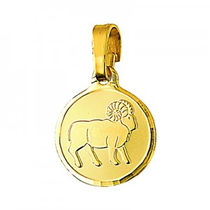 Genuine New 9ct 9k yellow gold zodiac disc pendant - All star signs available