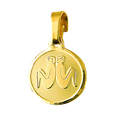 Genuine New 9ct 9k yellow gold zodiac disc pendant - All star signs available