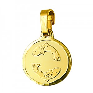 Genuine New 9ct 9k yellow gold zodiac disc pendant - All star signs available