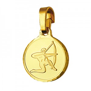 Genuine New 9ct 9k yellow gold zodiac disc pendant - All star signs available