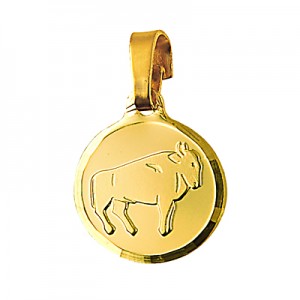 Genuine New 9ct 9k yellow gold zodiac disc pendant - All star signs available