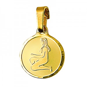 Genuine New 9ct 9k yellow gold zodiac disc pendant - All star signs available