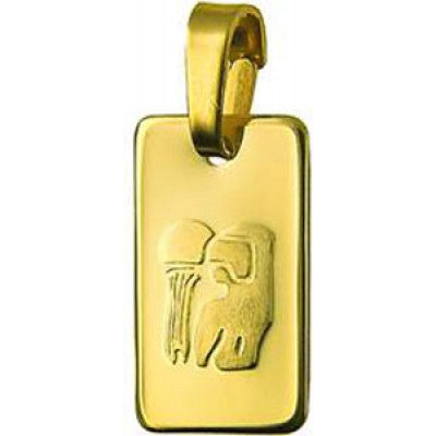 Genuine New 9ct 9k yellow gold Rectangle Zodiac Pendant - All star signs available