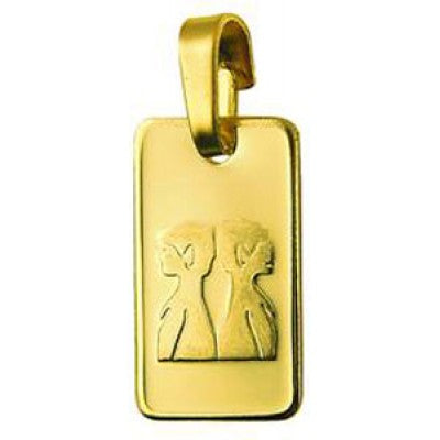 Genuine New 9ct 9k yellow gold Rectangle Zodiac Pendant - All star signs available