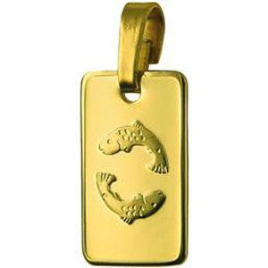 Genuine New 9ct 9k yellow gold Rectangle Zodiac Pendant - All star signs available