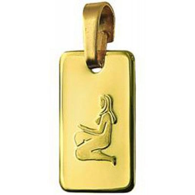 Genuine New 9ct 9k yellow gold Rectangle Zodiac Pendant - All star signs available