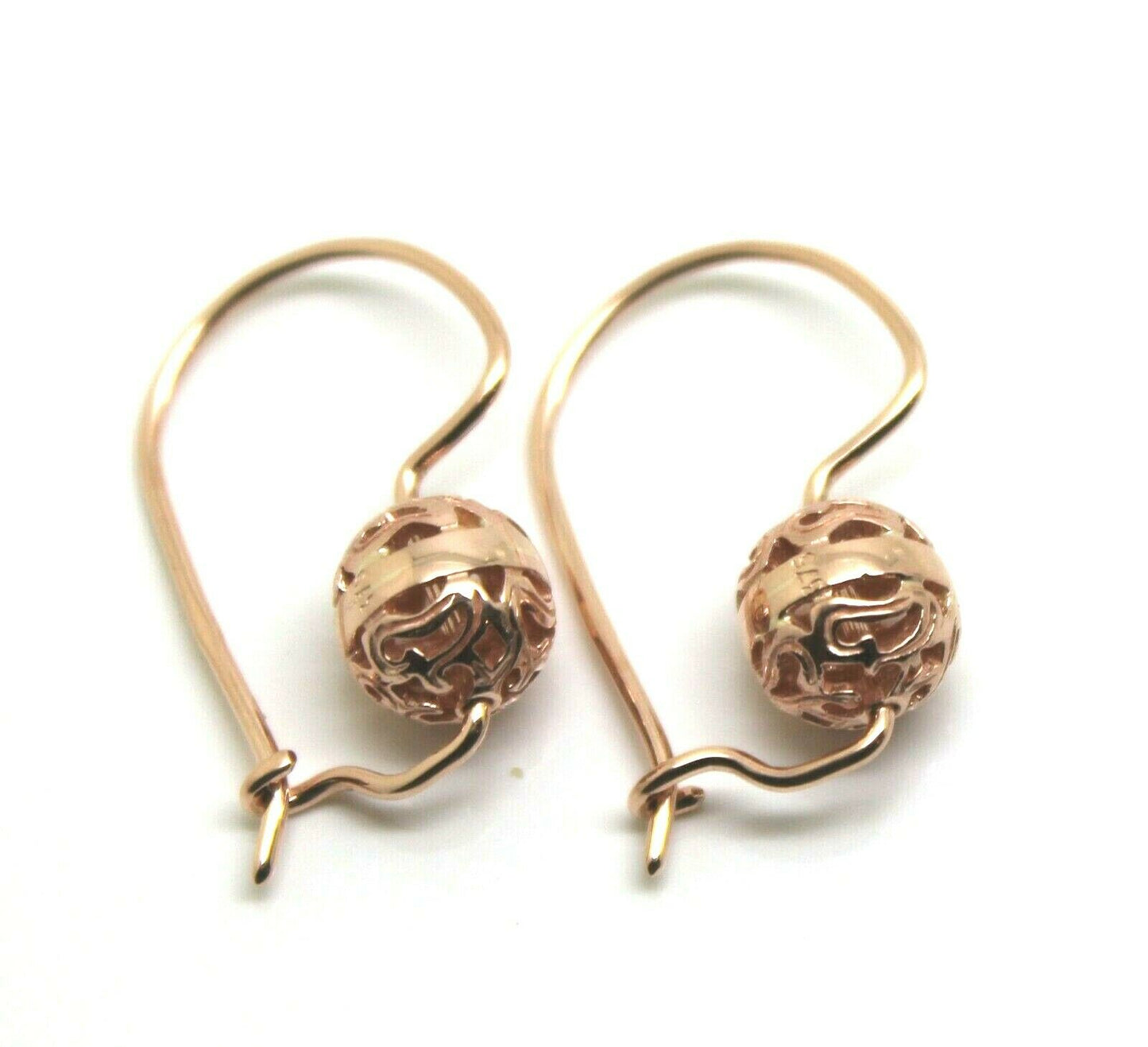 Kaedesigns 9ct Yellow, Rose or White Gold 8mm Euro Ball Drop Filigree Earrings