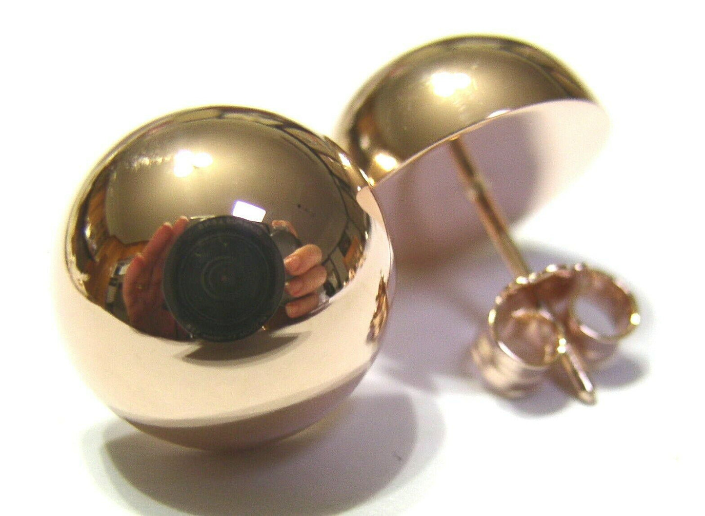 Kaedesigns, 9ct 9k Yellow Or White Or Rose Gold 375 18mm Half Ball Hook Earrings