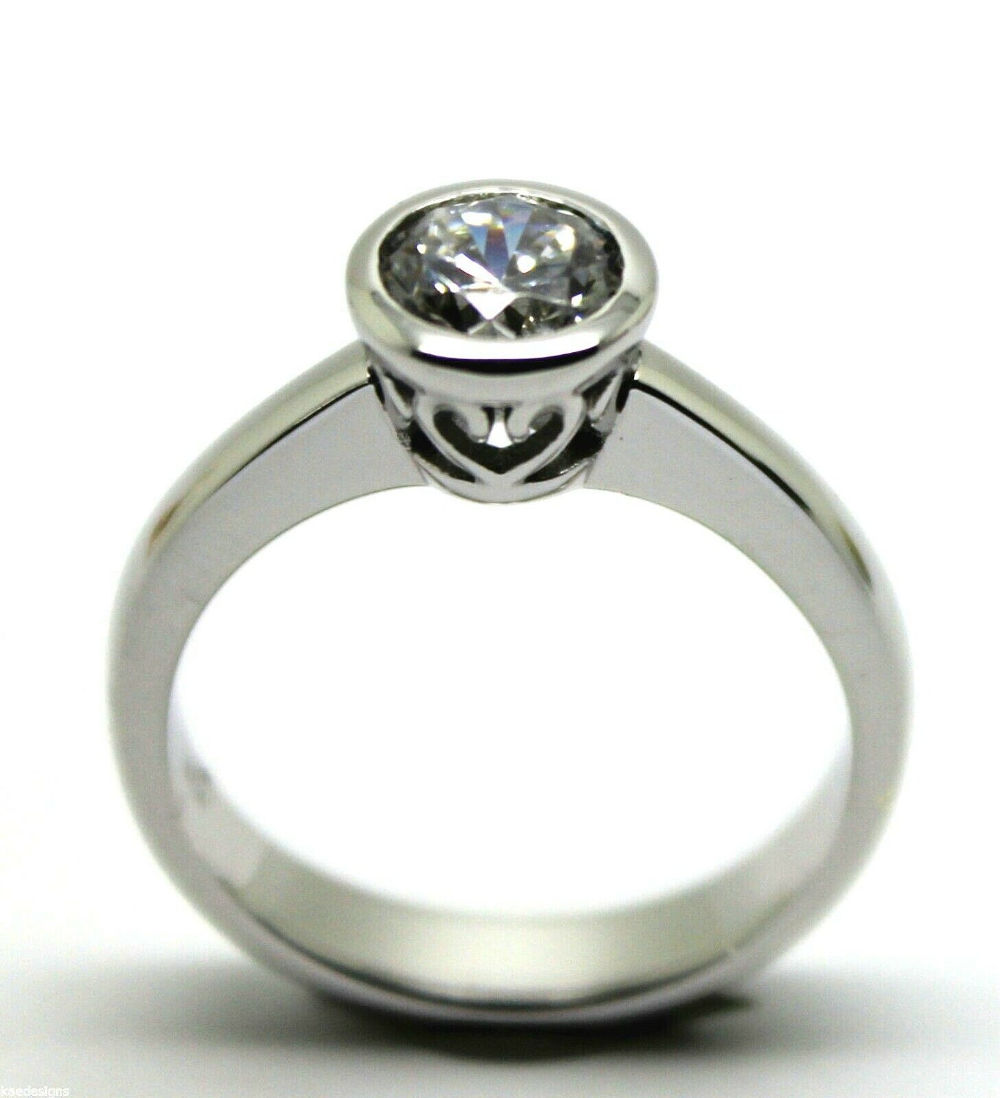 Genuine 9ct 375 Solid White Gold Engagement Ring Cubic Zirconia Size M