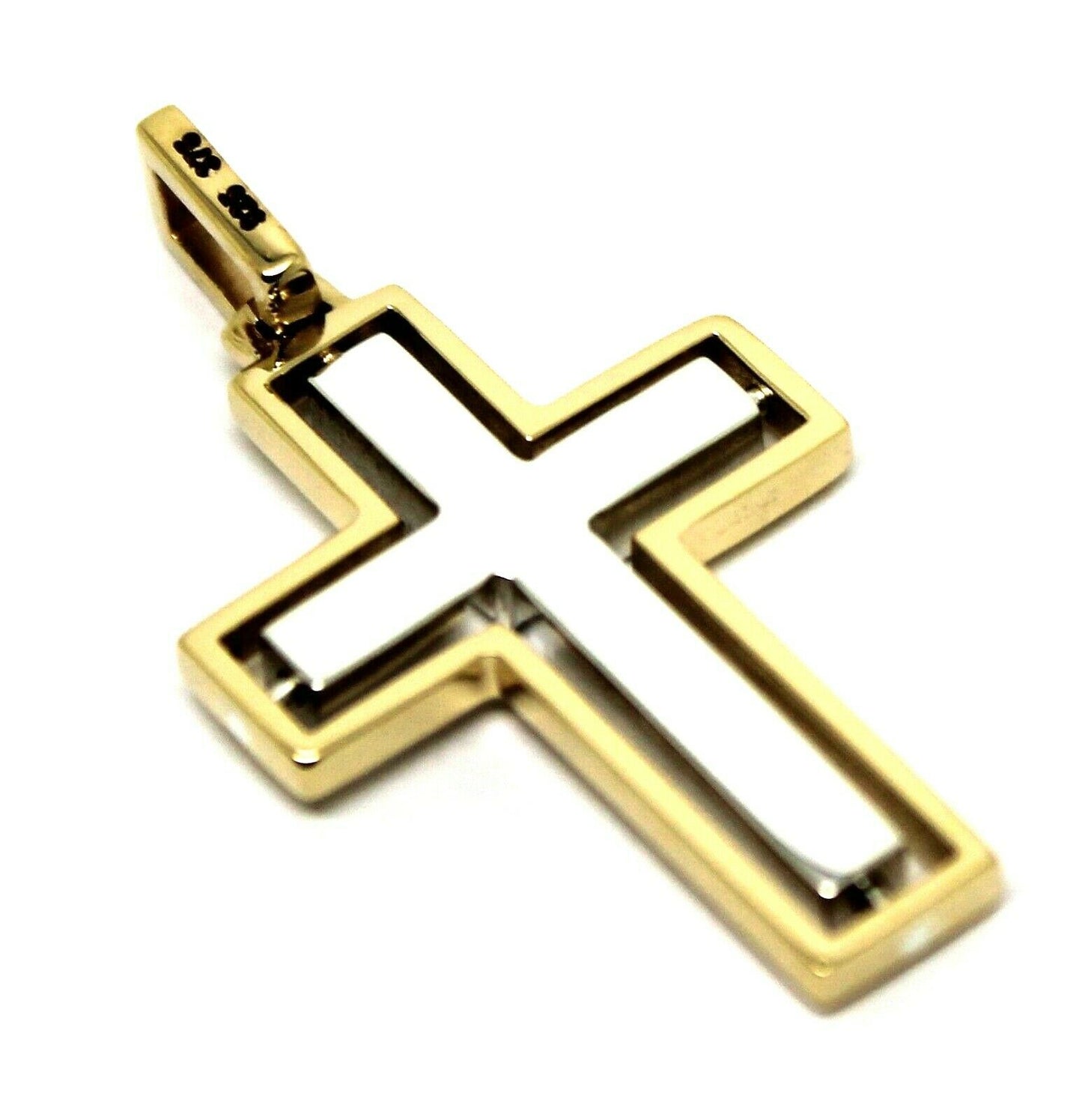 Genuine 9ct Yellow Gold & Sterling Silver Cross Pendant