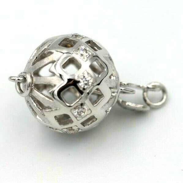 Kaedesigns New Genuine Sterling Silver 12mm Cubic Zirconia Ball Clasp
