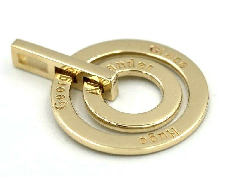 Solid 9ct Yellow Gold / 375 Personalized & Engraveable 2 Circles Pendant