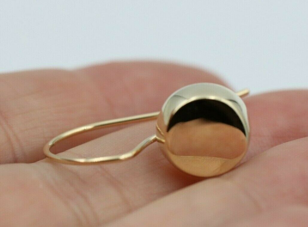 Genuine New 9ct 9K Yellow, Rose or White Gold Large 3D Disc Hook Earrings