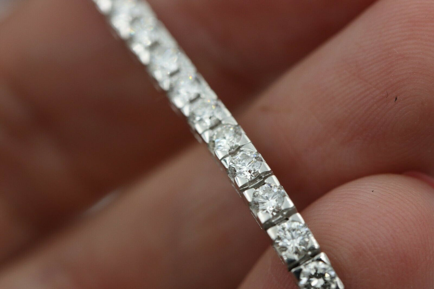 Genuine 18k White Gold 4CT G-H/S1 Natural Round Diamond 18cm Women's Tennis Bracelet