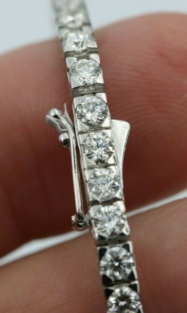 Genuine 18k White Gold 4CT G-H/S1 Natural Round Diamond 18cm Women's Tennis Bracelet
