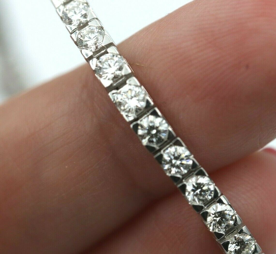 Genuine 18k White Gold 4CT G-H/S1 Natural Round Diamond 18cm Women's Tennis Bracelet