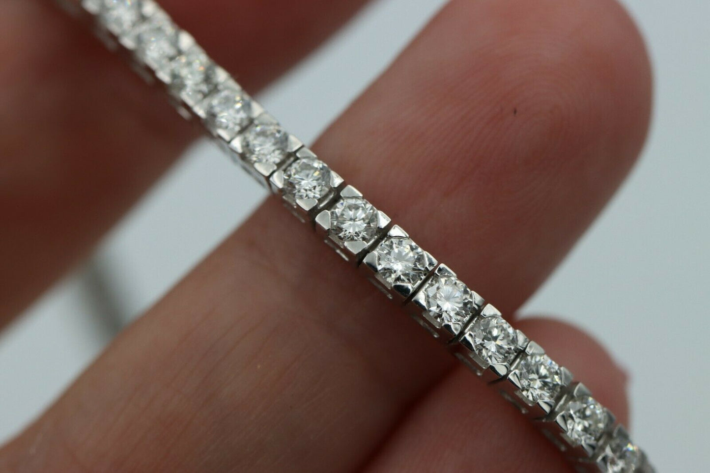 Genuine 18k White Gold 4CT G-H/S1 Natural Round Diamond 18cm Women's Tennis Bracelet