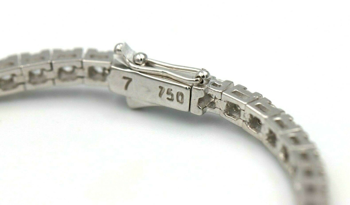 Genuine 18k White Gold 4CT G-H/S1 Natural Round Diamond 18cm Women's Tennis Bracelet