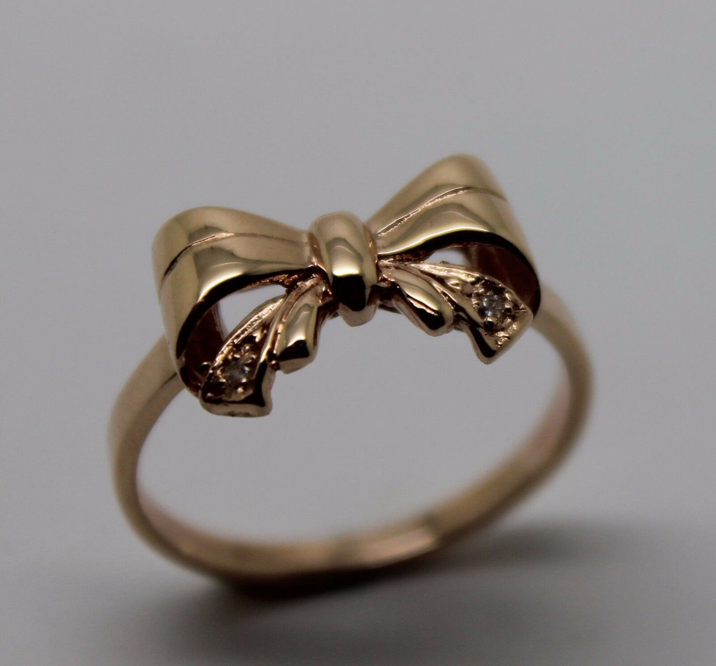 Genuine 9ct 375 Solid Yellow Or Rose Or White Gold Bow With 2 Cubic Zirconia In Your Size
