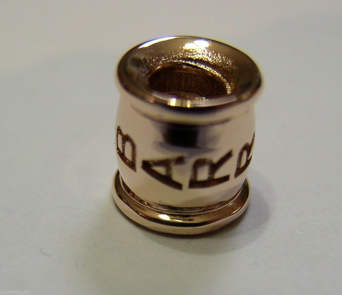 Genuine 9ct Yellow or Rose or White Gold or Sterling Silver Custom Made Barrel Bead With Your Name