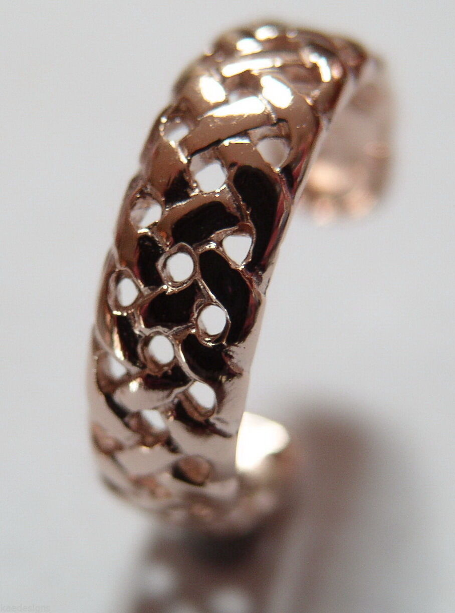 Genuine Solid 9ct Yellow or Rose or White Gold or Sterling Silver Weave Toe Ring 264
