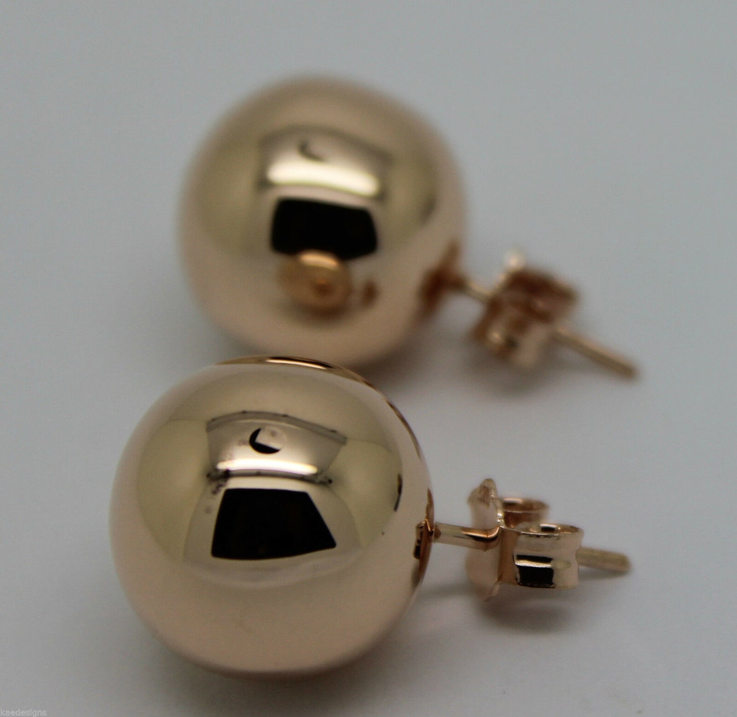 Genuine 9ct 9K Solid Yellow, Rose or White Gold 14mm Stud Ball Earrings
