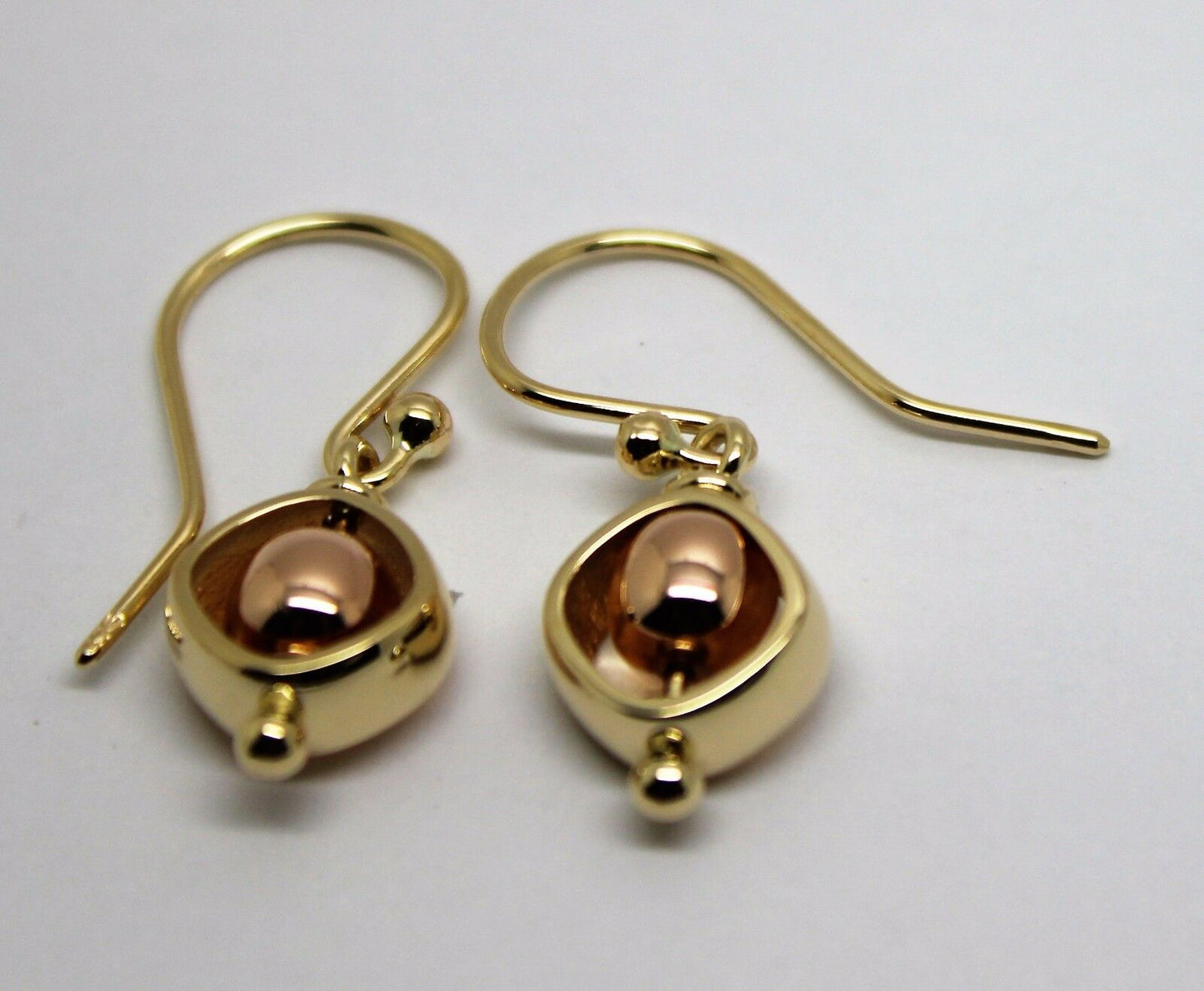 Genuine New 9k 9ct Rose & Yellow Gold Spinning Belcher Ball Earrings
