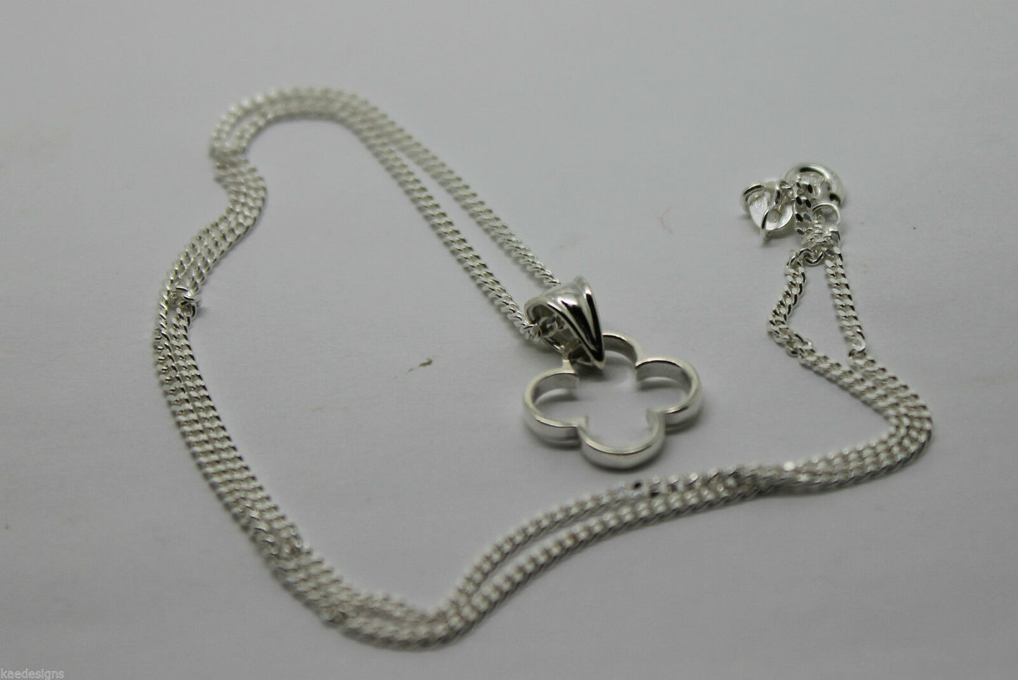 Genuine Sterling Silver 925, Four Leaf Clover Pendant & Sterling Silver Chain