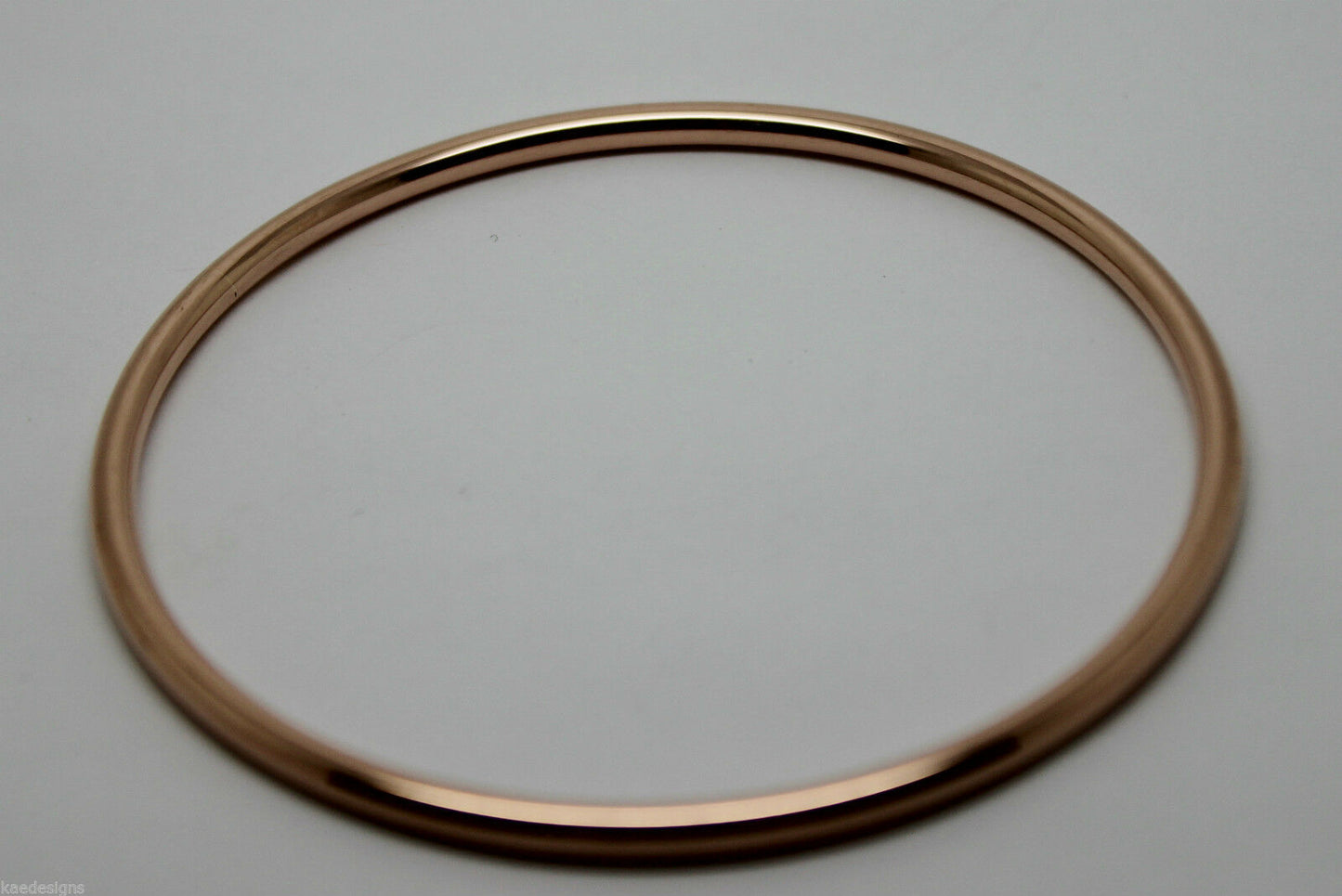 Genuine 9ct 9K 375 Yellow, Rose or White Gold 3mm Wide Hollow Golf Bangle 64mm Diameter