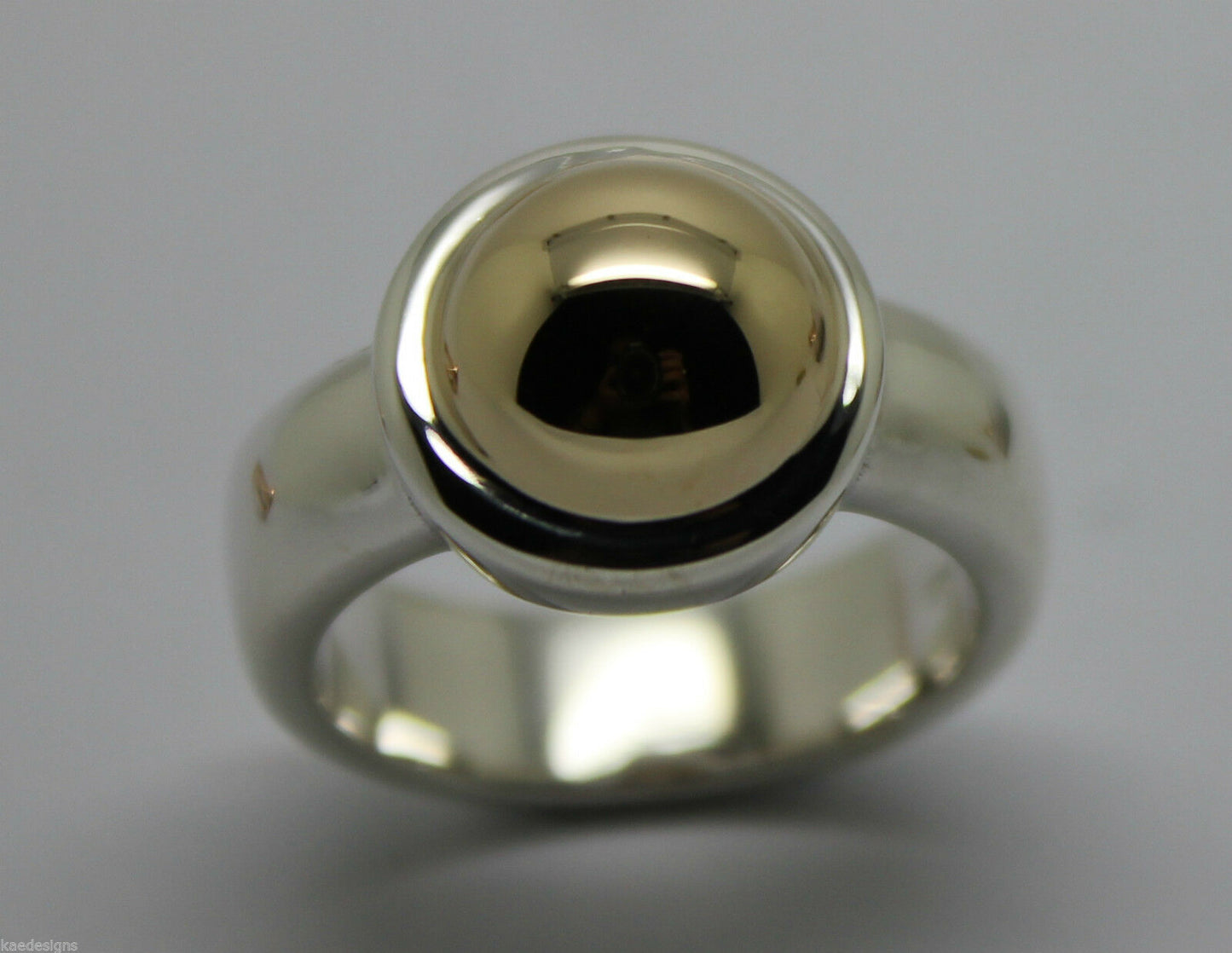 Size Q 1/2 Kaedesigns New Genuine Sterling Silver & 9ct Yellow Gold Half Ball Ring