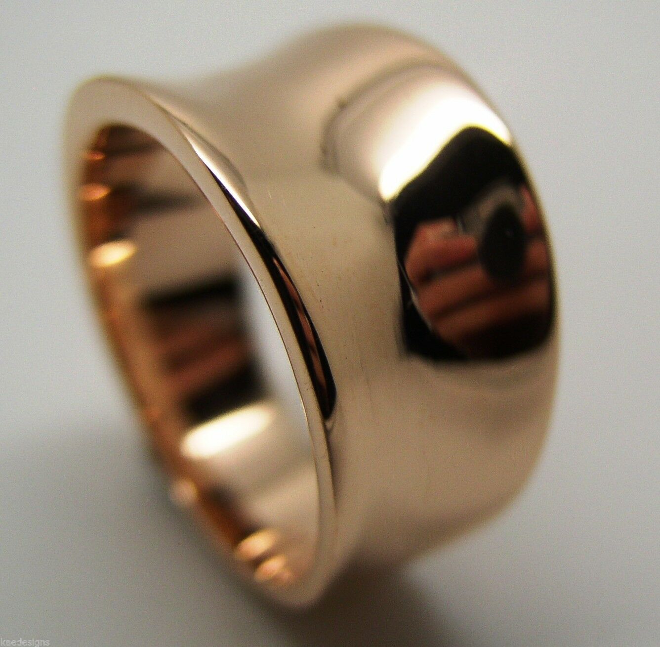 Kaedesigns Genuine Full Solid 9ct 9kt Yellow, Rose or White Gold Concave Dome Ring 250