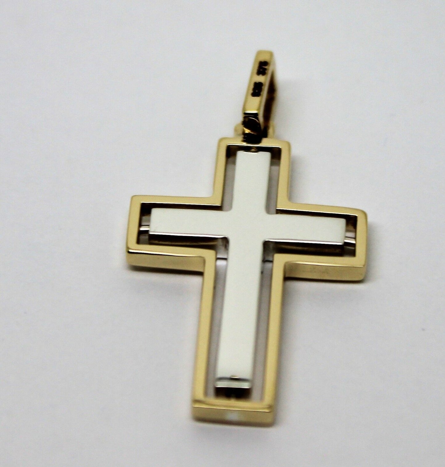 Genuine 9ct Yellow Gold & Sterling Silver Cross Pendant