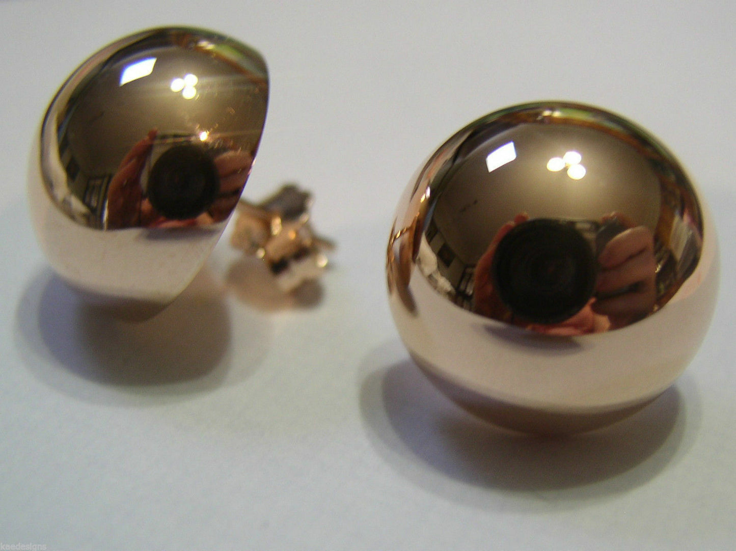 Kaedesigns, 9ct 9k Yellow Or White Or Rose Gold 375 18mm Half Ball Hook Earrings