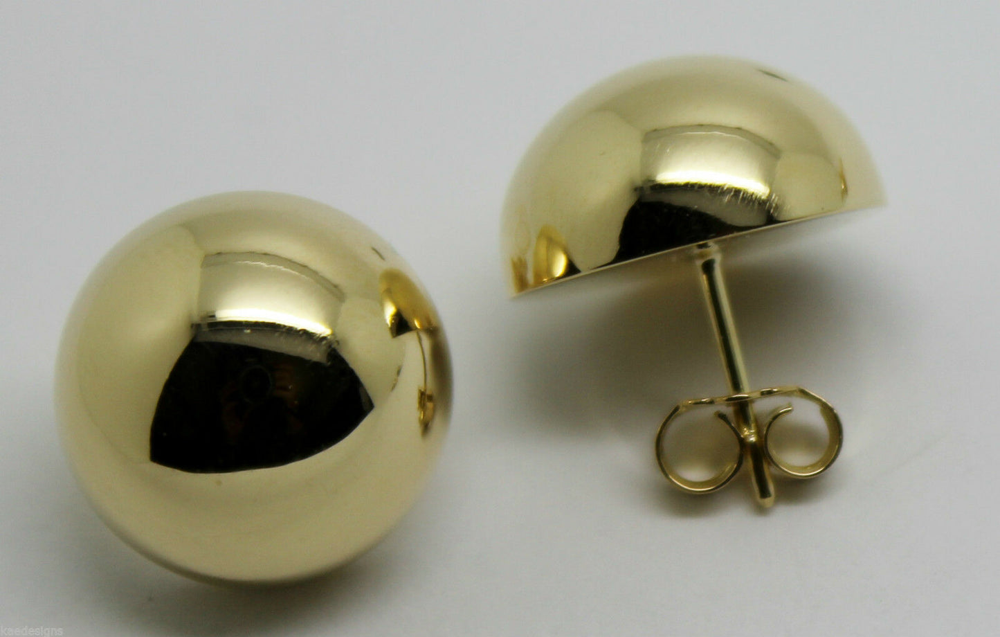 Kaedesigns, 9ct 9k Yellow Or White Or Rose Gold 375 18mm Half Ball Hook Earrings