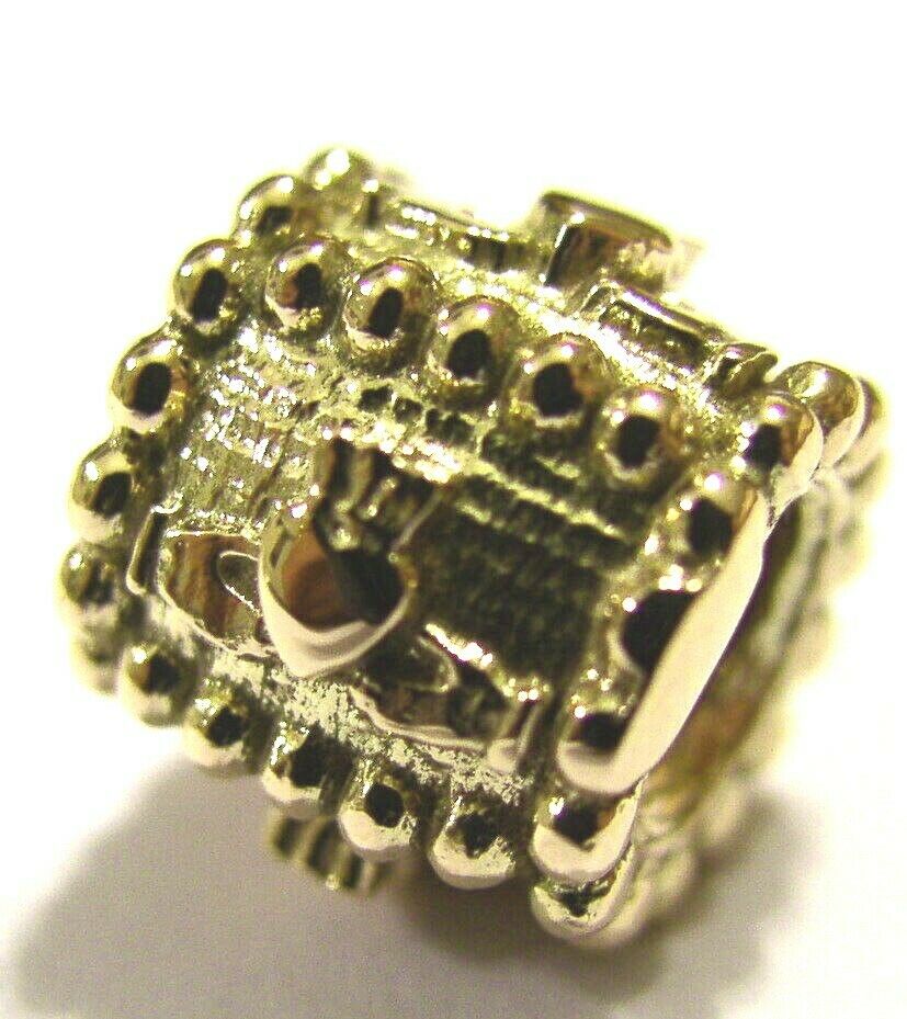 Genuine 9ct Yellow or Rose or White Gold or Silver Celtic Claddagh Charm for Bead Bracelet or Necklace.