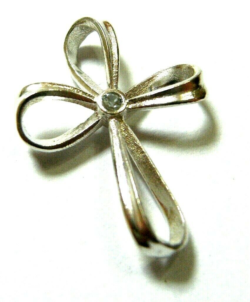 Kaedesigns, New Genuine Sterling Silver Cross White Sapphire Set Cross Pendant