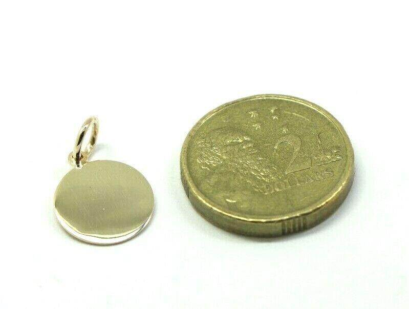 Genuine 9ct 9k Solid Yellow, Rose or White Gold 12mm disc round circle pendant