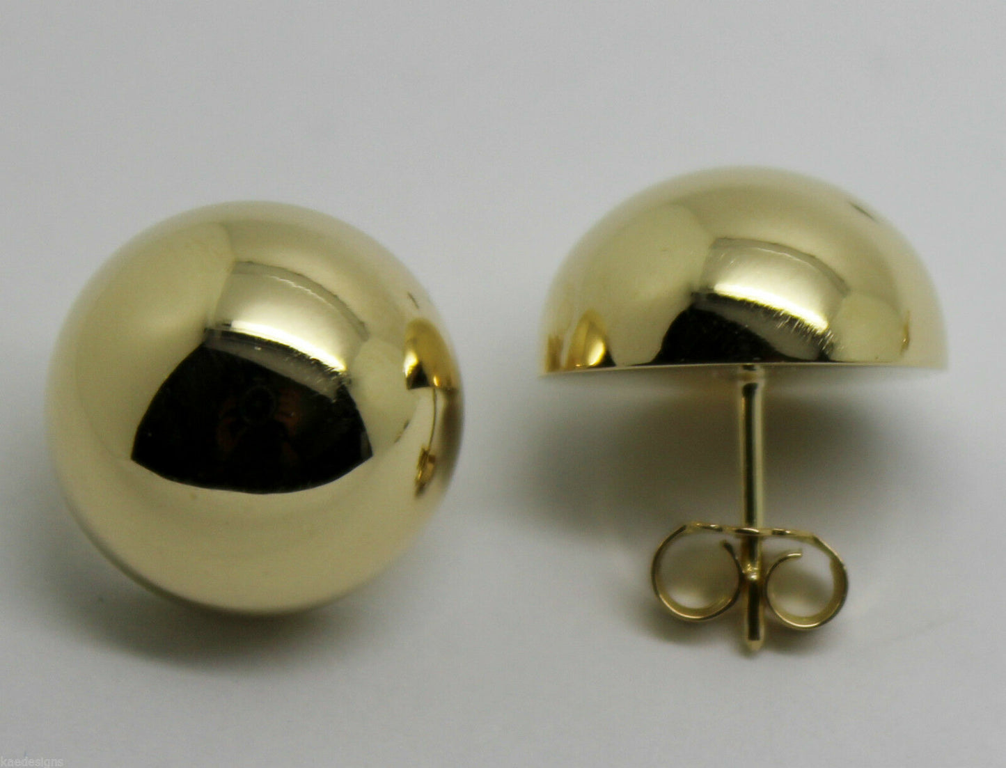 Kaedesigns, 9ct 9k Yellow Or White Or Rose Gold 375 18mm Half Ball Hook Earrings